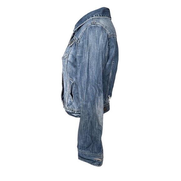 Heritage 1981 Womens Distressed Blue Denim Jacket Size S With Button Closures & - Picture 2 of 4